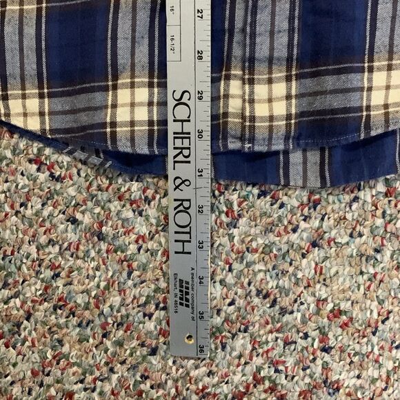 Brooks Brothers Navy Ivory Plaid Cotton Flannel Button Down Shirt Size Large - Picture 10 of 11